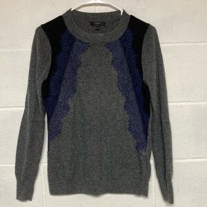 J Crew 40% Wool Gray and Blue Sweater